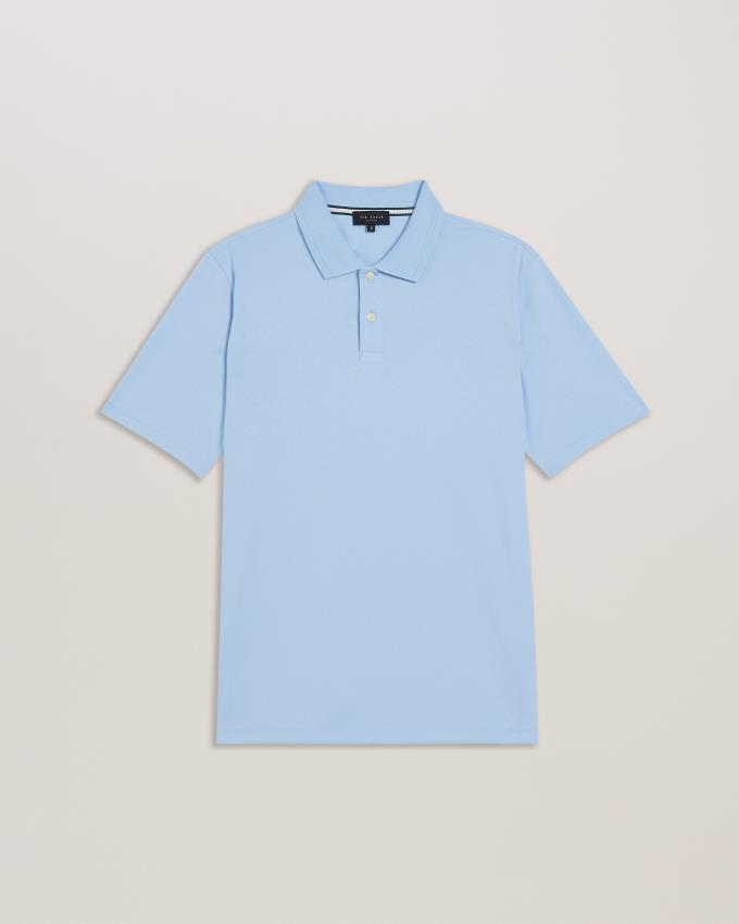 Polo Ted Baker Regular Fit With Ribbed Collar Bleu Clair Homme | CON-07767604